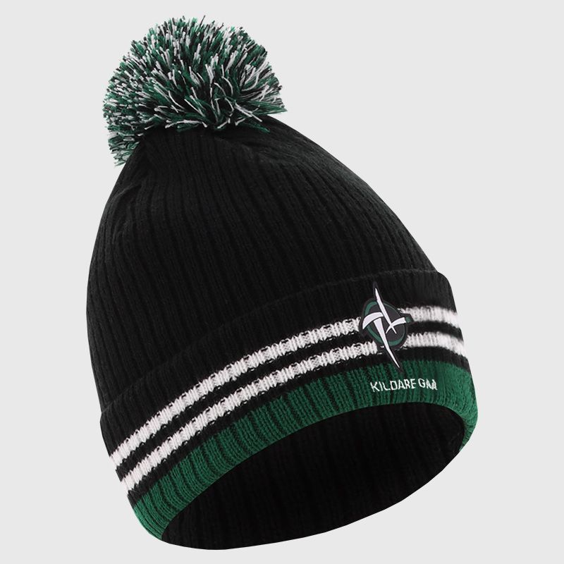 Black Kildare GAA Renew Bobble Hat with county crest by O’Neills..