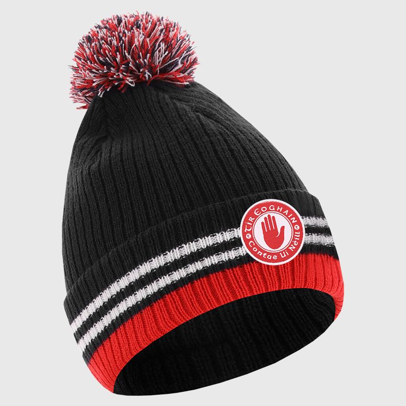 Black Tyrone GAA Renew Bobble Hat with county crest by O’Neills.