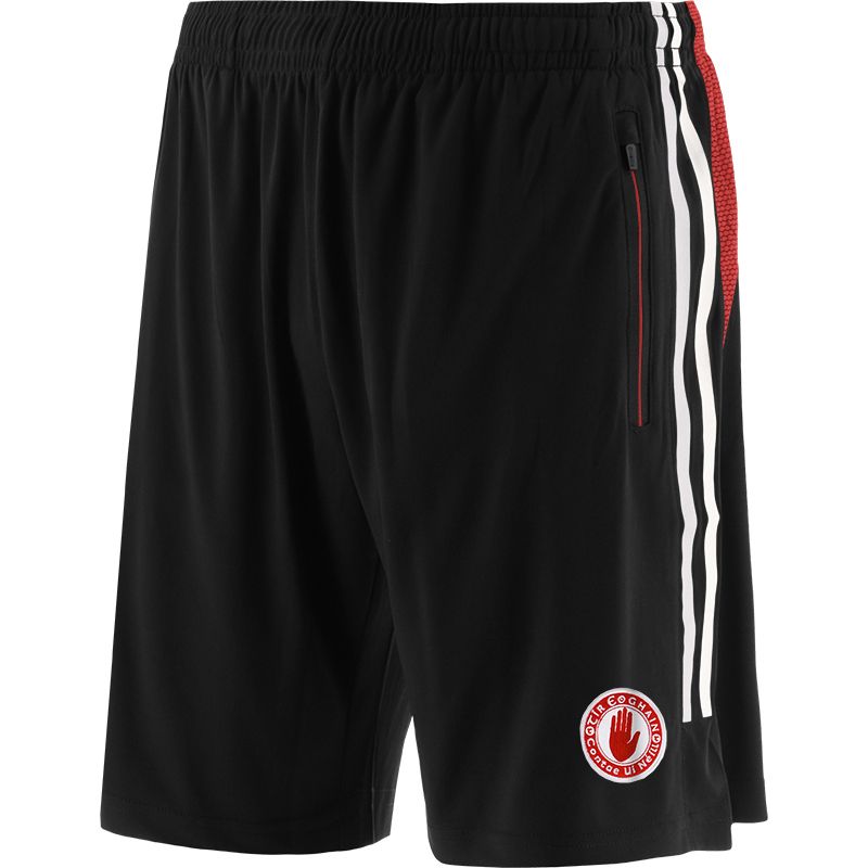 Black Kids' Tyrone GAA training shorts with zip pockets by O’Neills.