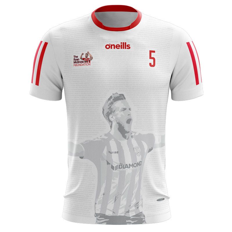 The Ryan McBride Foundation Testimonial Jersey with image of Ryan McBride on the front and names printed by O’Neills