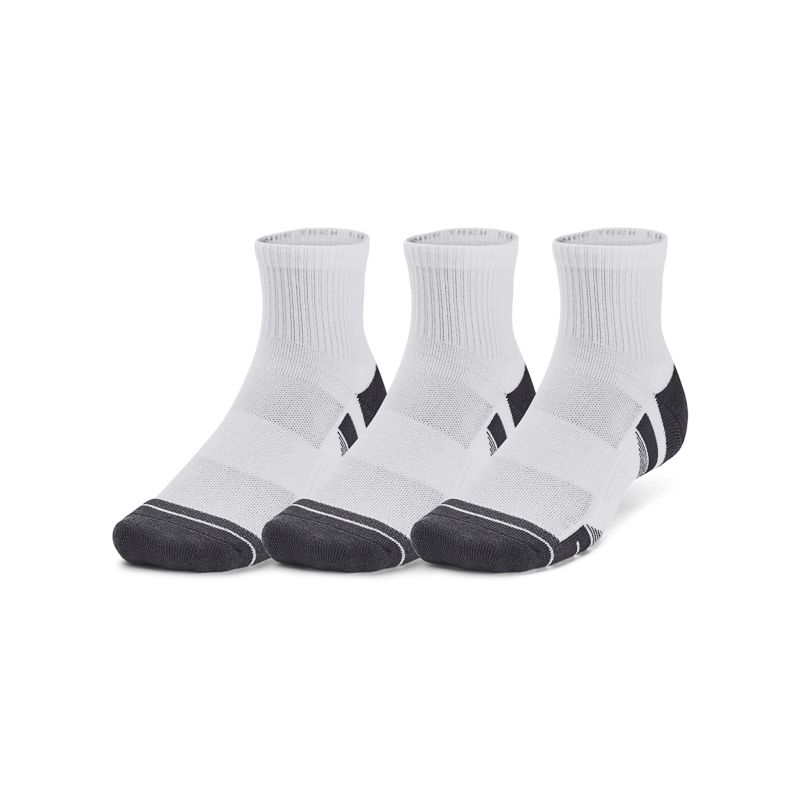 White Under Armour UA Performance Tech 3-Pack Quarter Socks from O'Nell's.