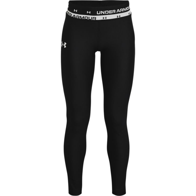 Black Under Armour kids' girls leggings with mesh panels from O'Neills.