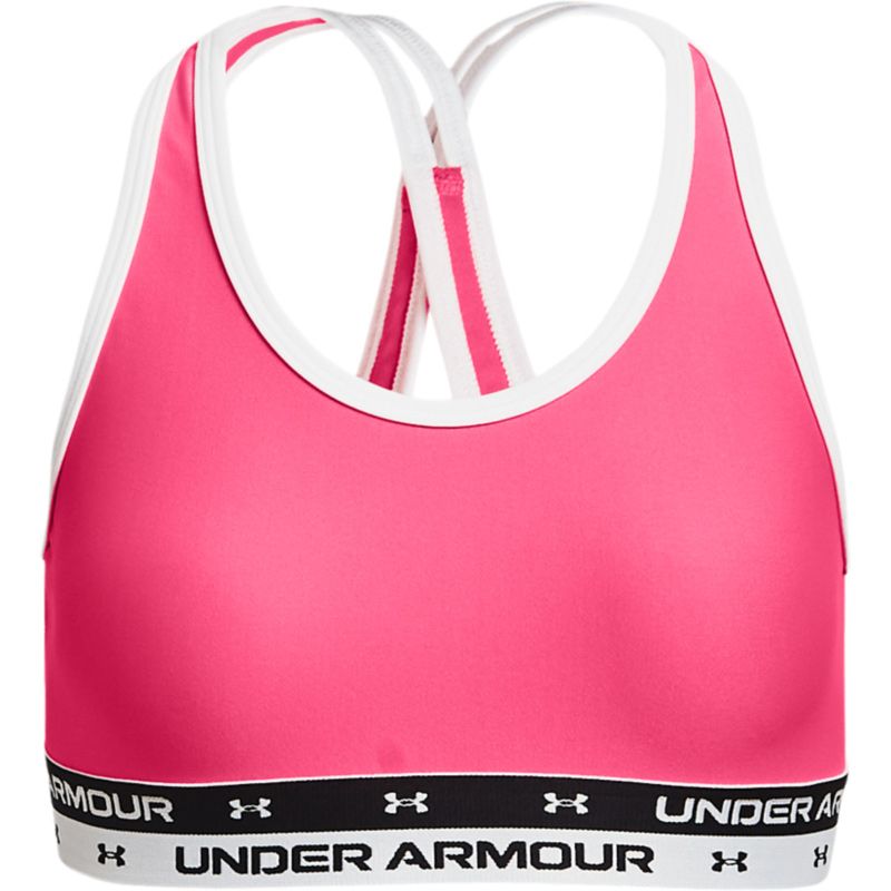 Pink Under Armour kids' girls sports bra with cross back from O'Neills.