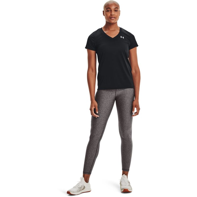 Black Under Armour women's gym t-shirt with v-neck collar from O'Neills.