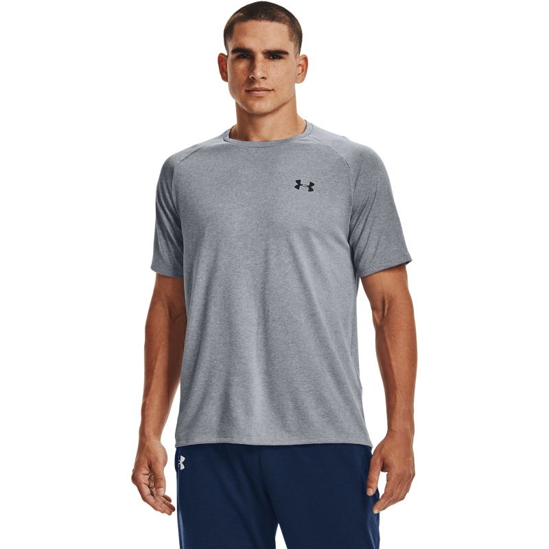 Grey Under Armour men's gym training short sleeve t-shirt from O'Neills.
