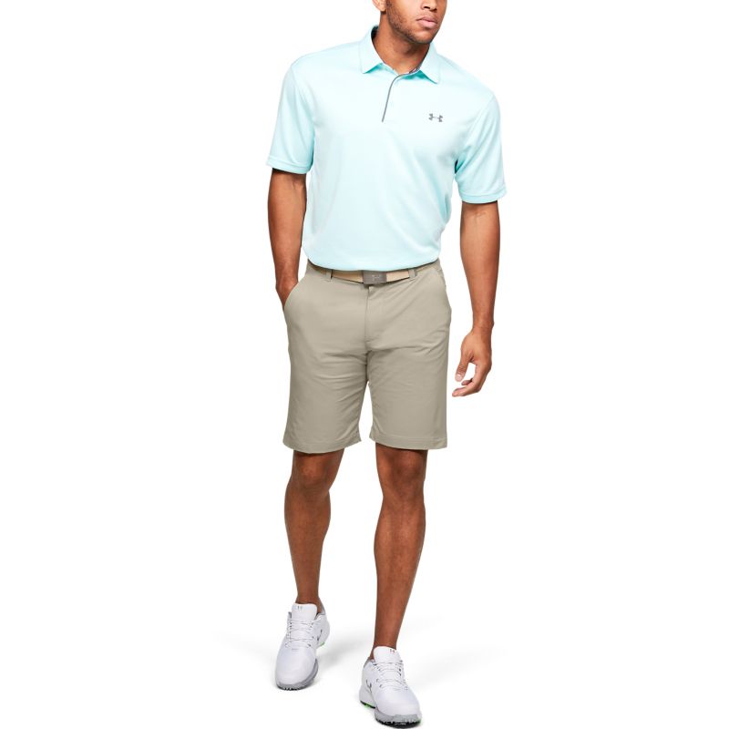 Men's Khaki Under Armour Tech™ Shorts with flat-front, 4-pocket design from O'Neills.