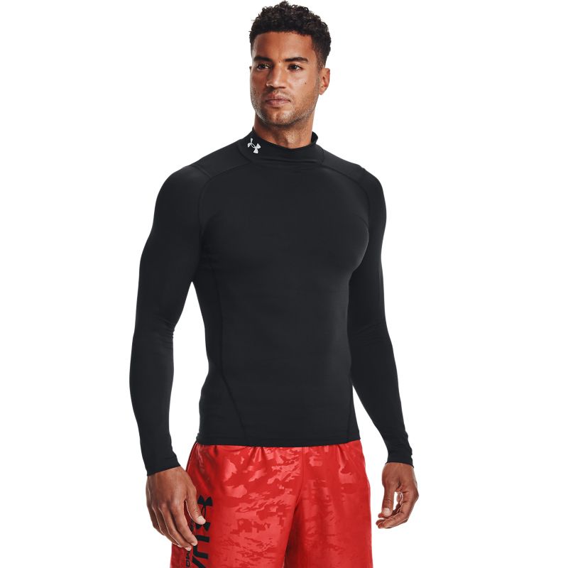 Black Under Armour men's baselayer with white UA logo on neck from O'Neills.
