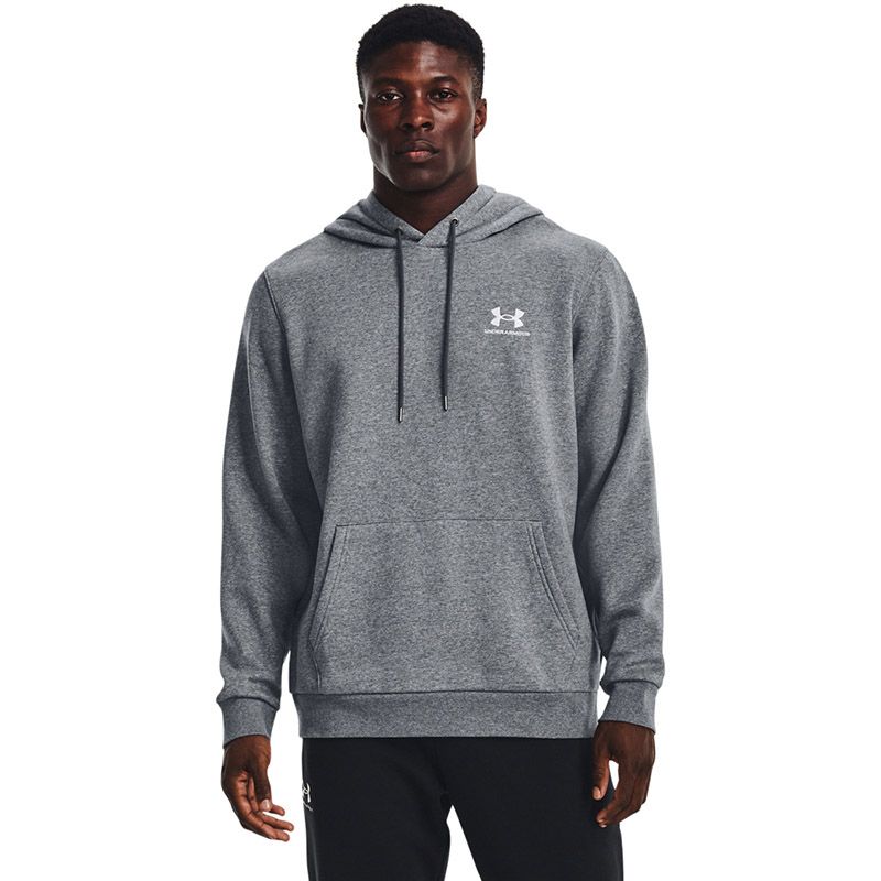 Men's grey Under Armour fleece hooded top from O'Neills.
