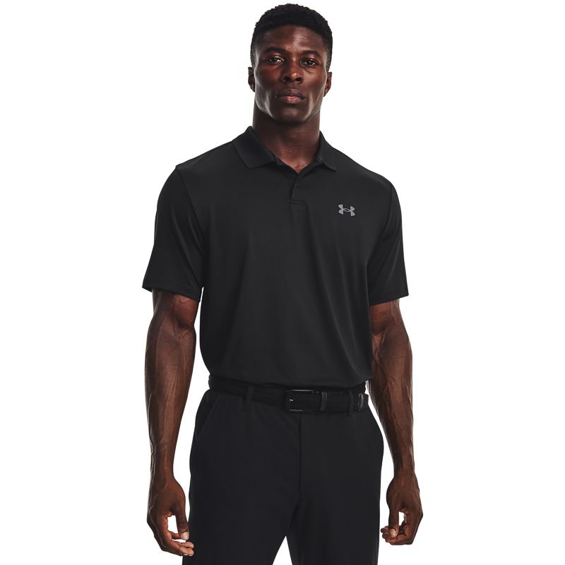 Black Under Armour Men's Performance 3.0 Polo, with a Flat knit ribbed collar from O'Neill's.
