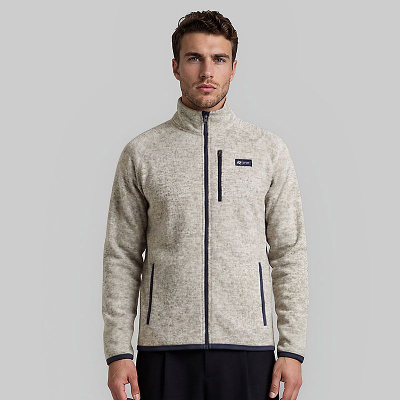 Beige O’Neills Men’s Santiago Full Zip Fleece Jacket with chest zip pocket