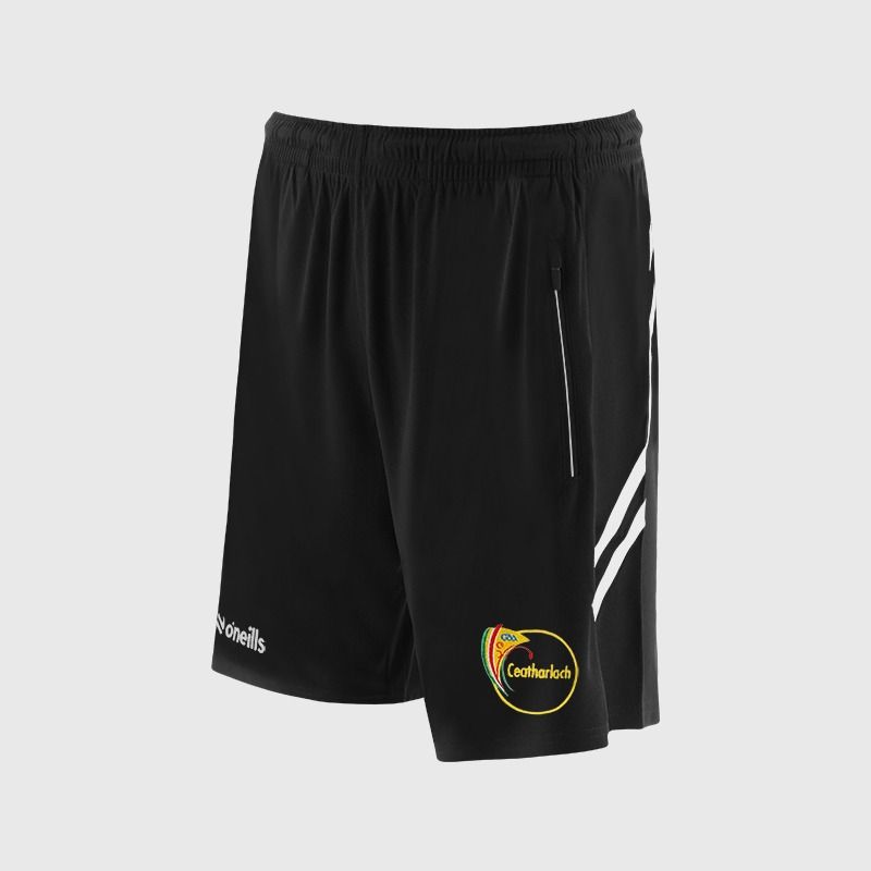 O’Neills Carlow GAA Sedona Shorts Black / White with official cre