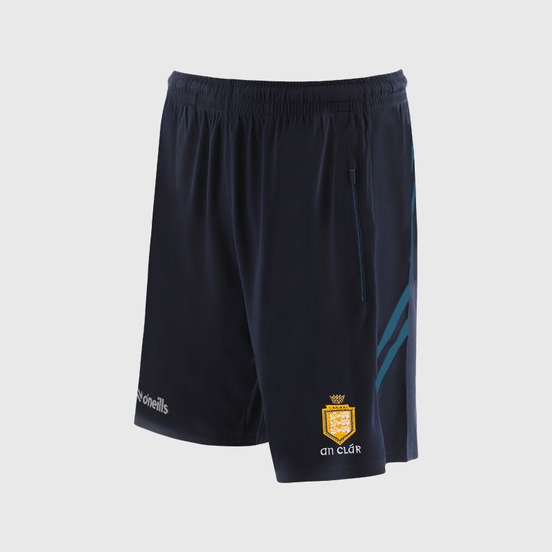O’Neills Clare GAA Sedona Shorts Navy / Blue with official crest