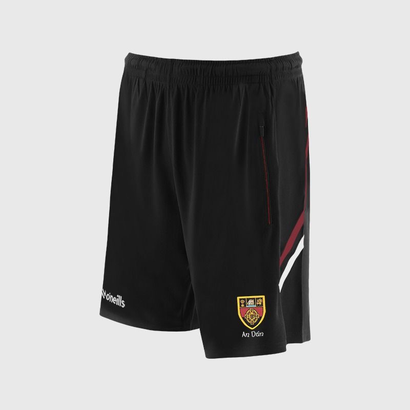 O’Neills Down GAA Sedona Shorts Black / Red with official crest