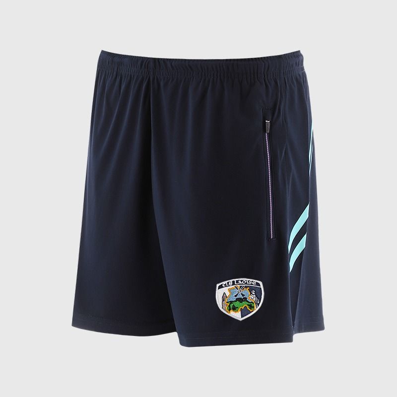 O’Neills Laois GAA Sedona Shorts Navy / Green with official crest