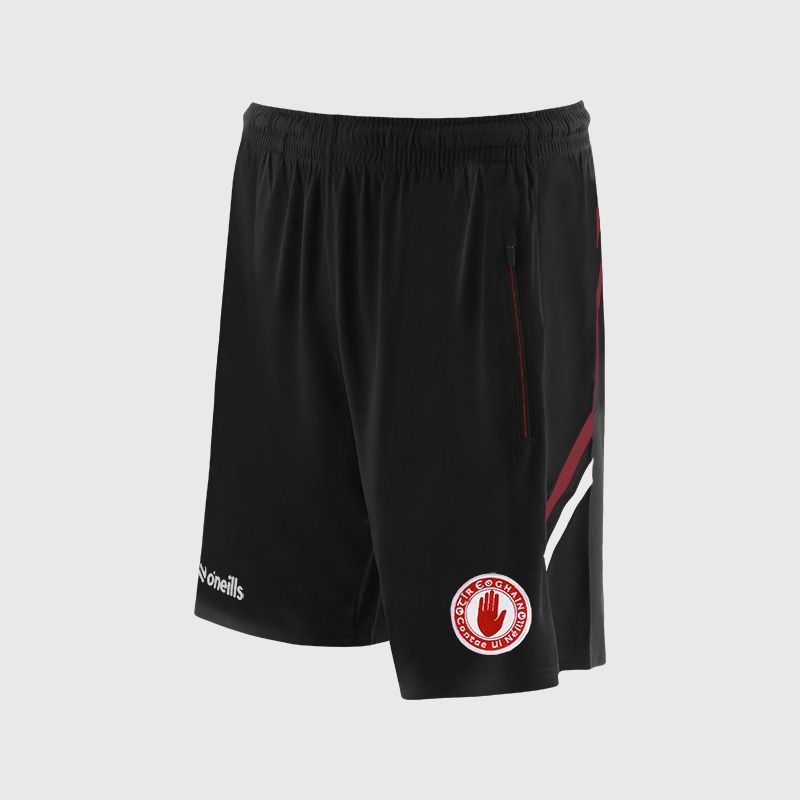 O’Neills Tyrone GAA Sedona Shorts Black / Red with official crest