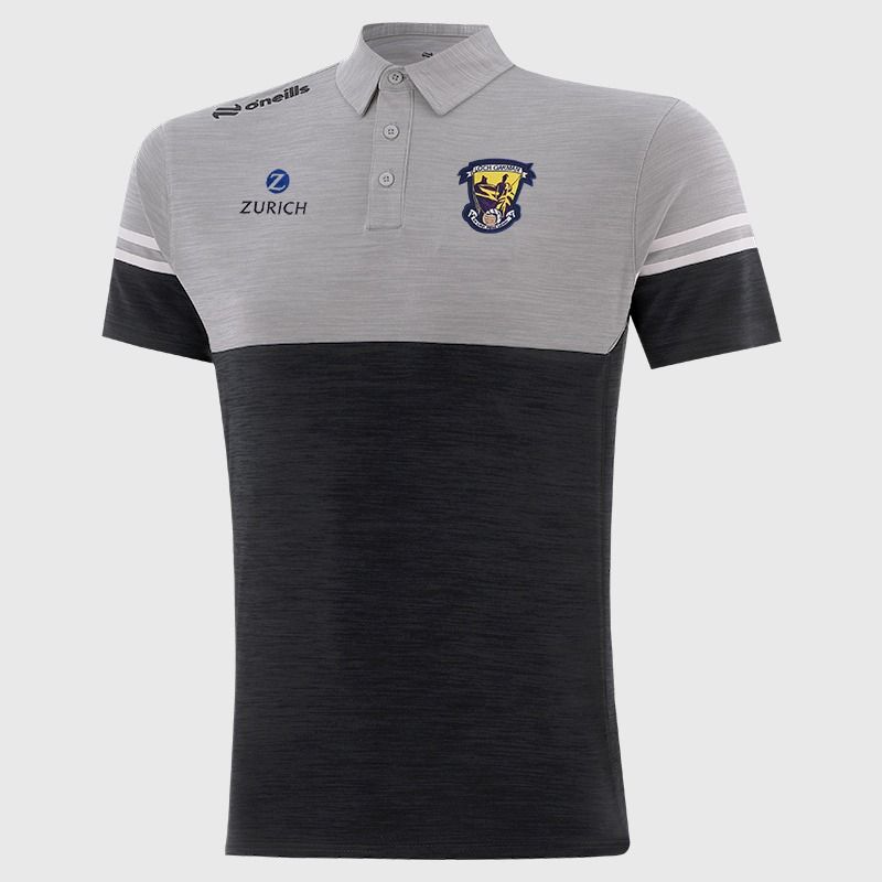 O’Neills Wexford GAA Sedona Polo Shirt Black / Silver with official crest.