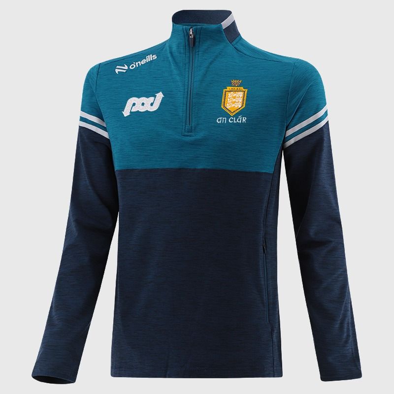 O’Neills Clare GAA Sedona Half Zip Top Blue with official crest