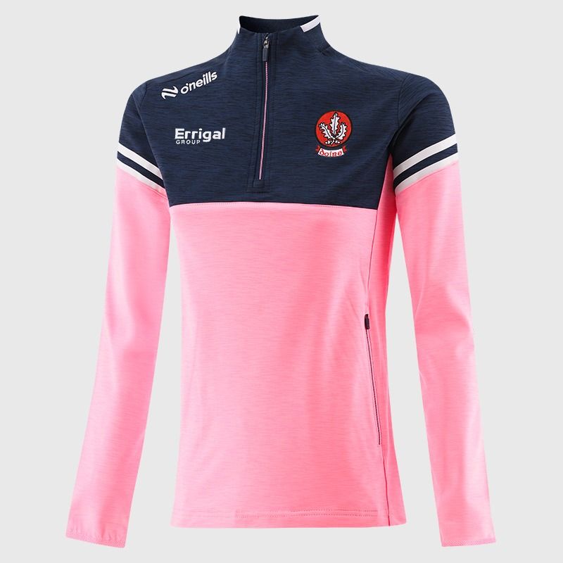 O'Neills Derry GAA Kids' Sedona Brushed Half Zip Top Pink / Marine / White