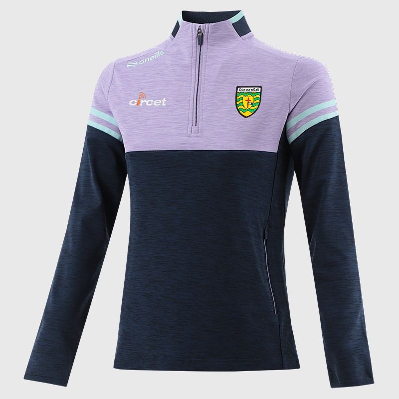 O'Neills Donegal GAA Kids' Sedona Brushed Half Zip Top Marine / Purple / Green