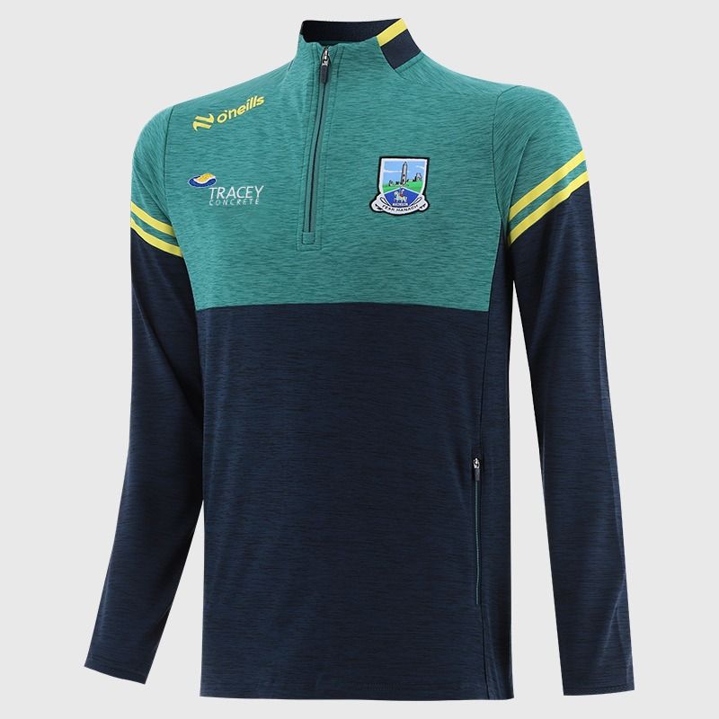O’Neills Fermanagh GAA Kids' Sedona Half Zip Top Navy / Green with official crest