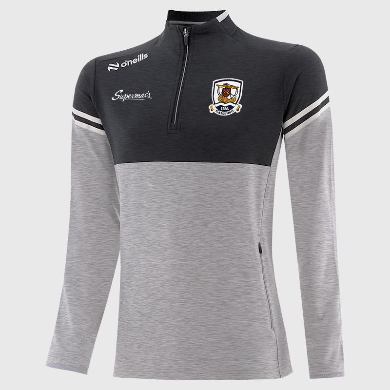 O’Neills Galway GAA Sedona Half Zip Top Silver with official crest