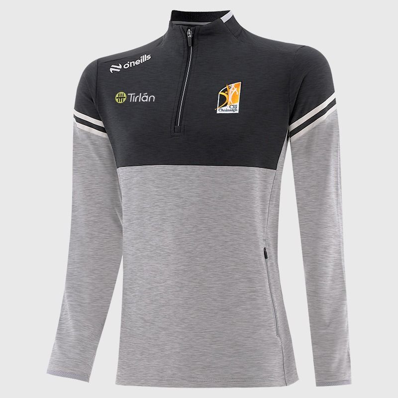 O’Neills Kilkenny GAA Kids'  Sedona Half Zip Top Grey with official crest
