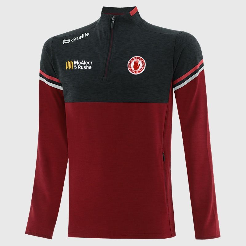 O’Neills Tyrone GAA Sedona Half Zip Top Red with official crest