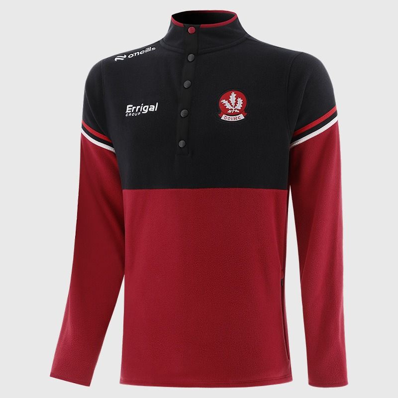 O’Neills Derry GAA Kids' Sedona Snap Button Fleece Red with official crest