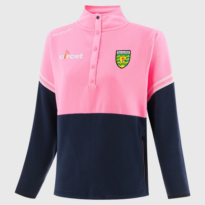 O’Neills Donegal GAA Kids' Sedona Snap Button Fleece Pink with official crest