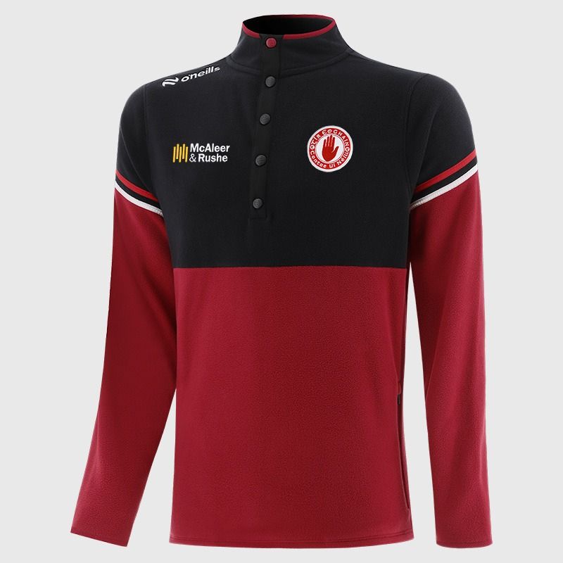 O’Neills Tyrone GAA Men's Sedona Snap Button Fleece Red with official crest