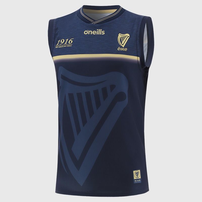 Navy 1916 Commemoration Vest with Poblacht na hÉireann on the back by O’Neills.