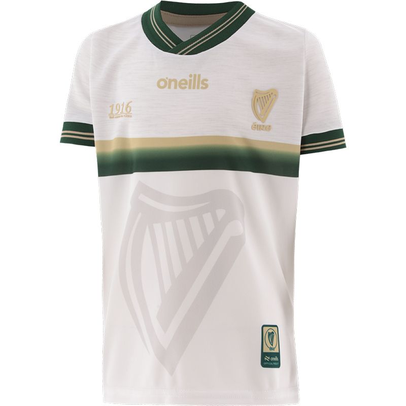 White Kids' 1916 Commemoration Jersey with Poblacht na hÉireann on the back by O’Neills.