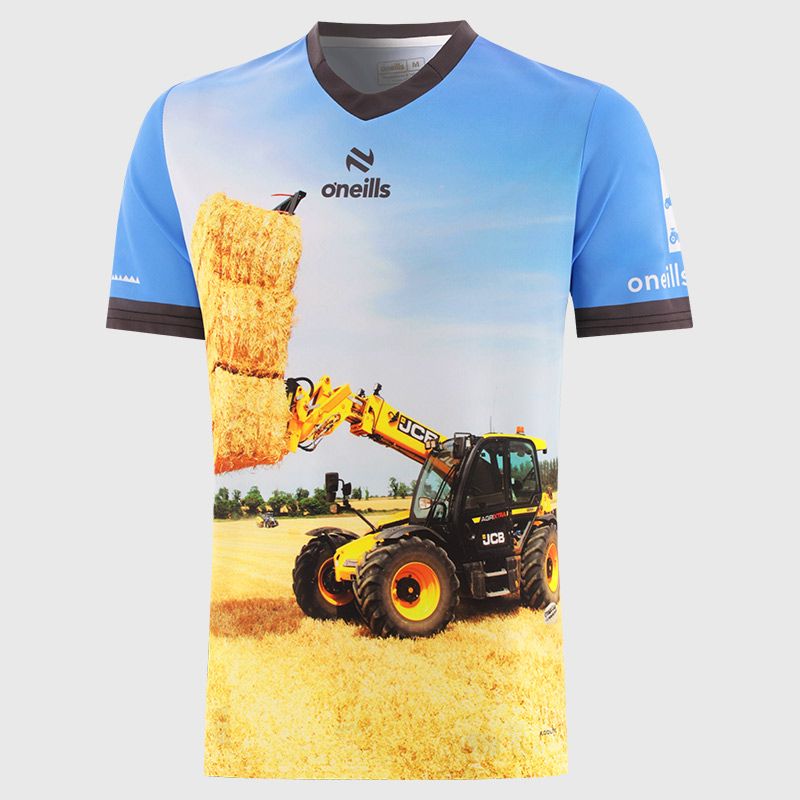 Men's Game Changer O’Neills ploughing jersey with image JCB tractor and O’Neills ball on the front.