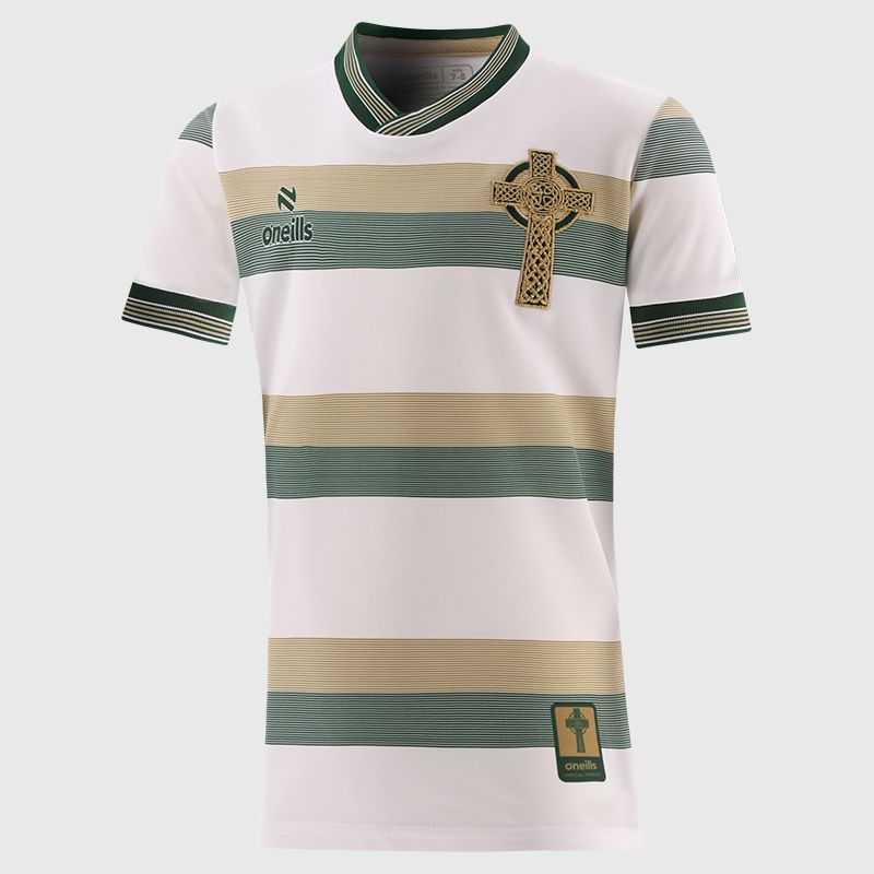 Kids' Celtic Cross Hooped Jersey White / Bottle / Gold by O’Neills