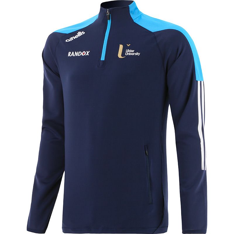 Navy Ulster University GAA Kids' Sierra Brushed Half Zip Top, with Binded cuffs from O'Neills.