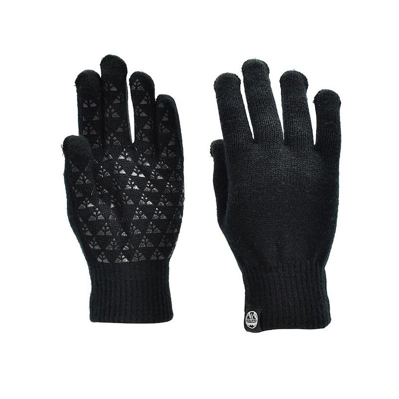black Six Peaks Winter Gloves made from knitted fabric featuring a silicone grip palm from O'Neills