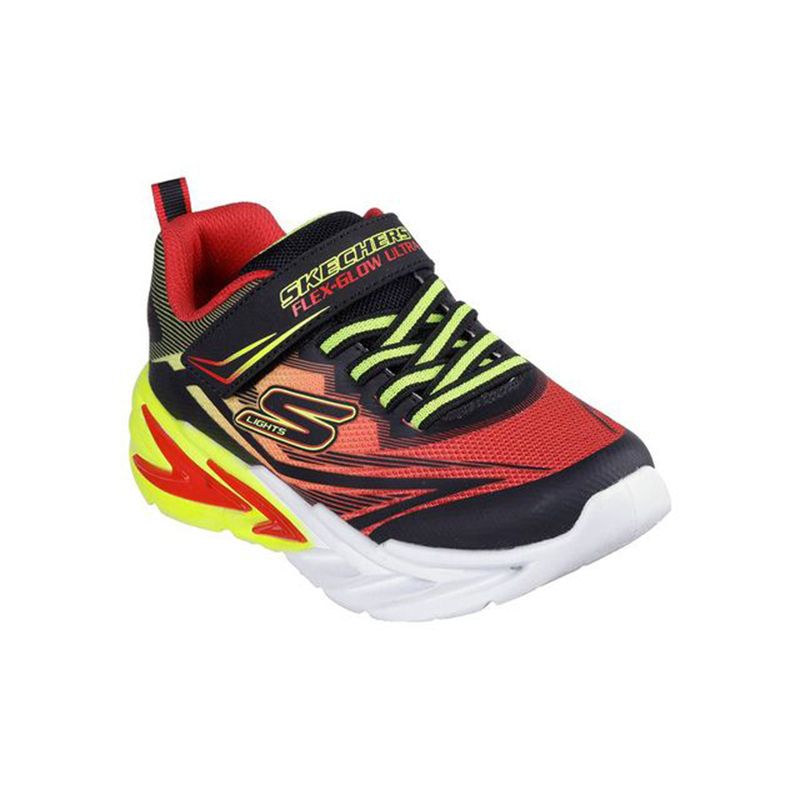 Black red and yellow Skechers Kids' S Lights: Flex-Glow Ultra Junior Trainers from O'Neills