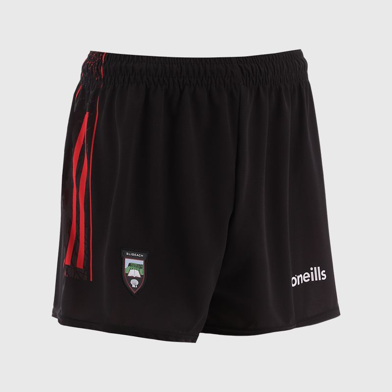 Black Sligo GAA Goalkeeper Shorts with stripe detail on leg by O’Neills.