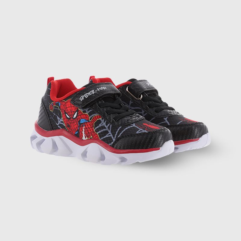 Black red and white Spiderman Kids' Light Up Trainers from O'Neills