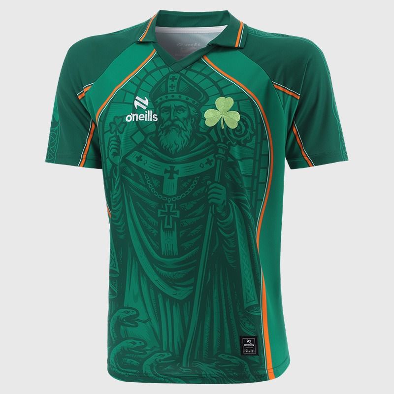 Green O’Neills Women's St Patrick’s Jersey with St. Patrick on the front From O'Nells