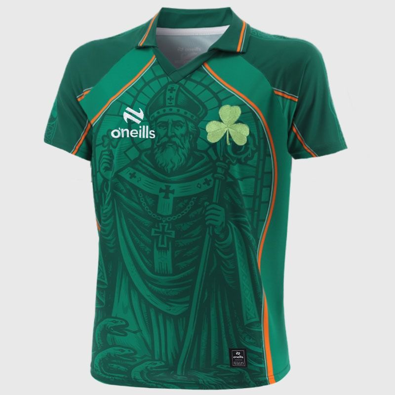 Green O’Neills Kids' St Patrick’s Jersey with St. Patrick on the front From O'Nells