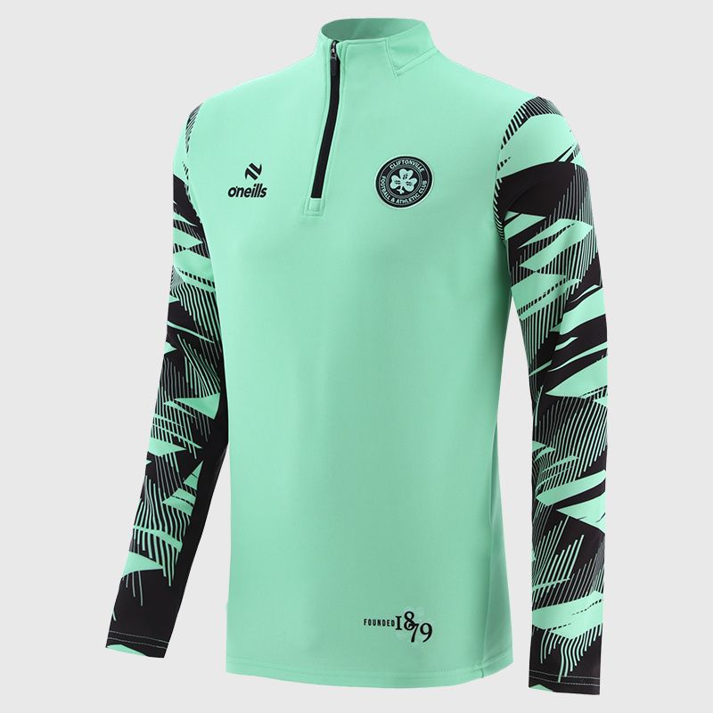 Men's Mint and Black Cliftonville FC Half Zip Top by O’Neills. 