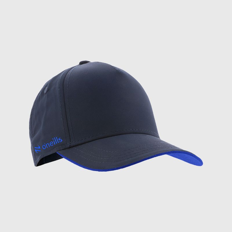 Navy kids’ baseball cap with protective peak and Royal O’Neills embroidered logo on the side.