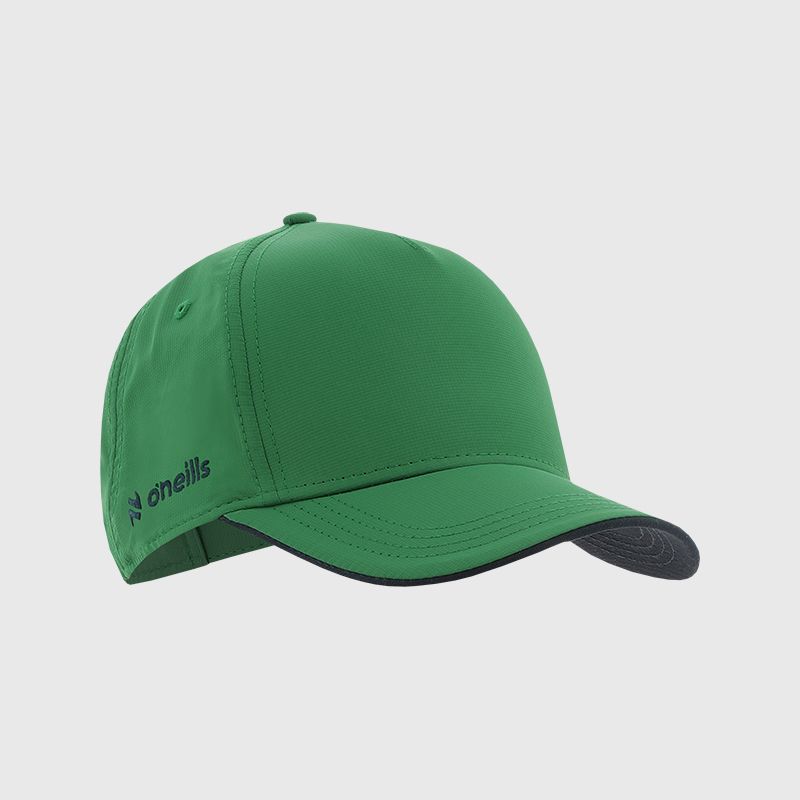 Green baseball cap with protective peak and Navy O’Neills embroidered logo on the side.