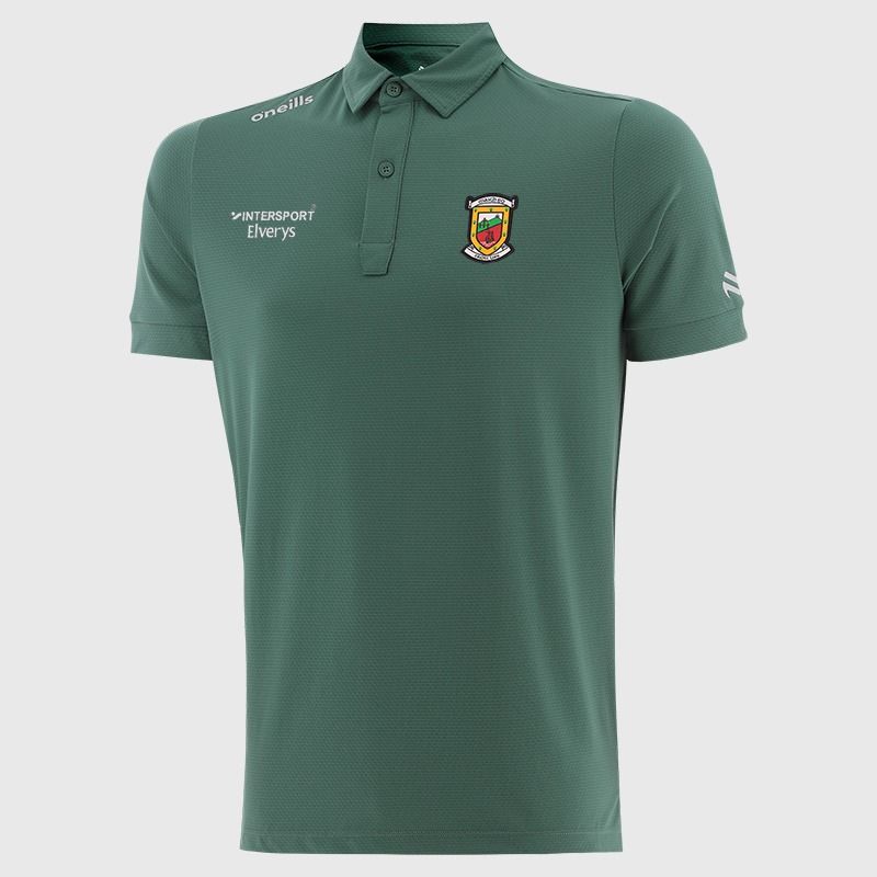 Green O’Neills Mayo GAA Men’s Surge Soft Touch Polo Shirt with a classic collar and button placket