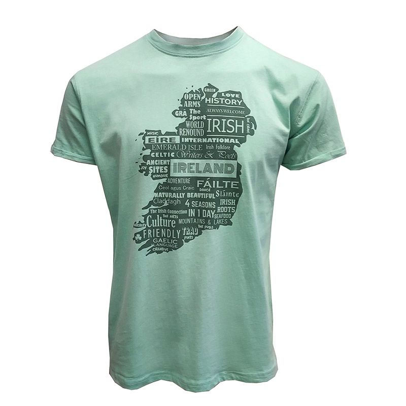 Green Trad Craft Men's Ireland Map Words T-Shirt from O'Neill's.