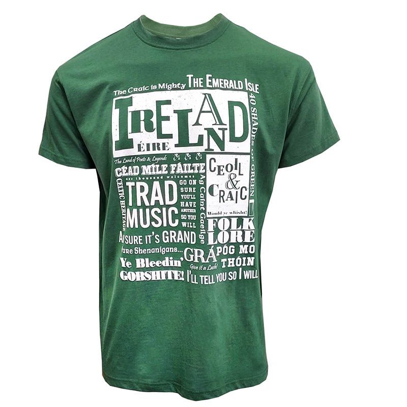Green Trad Craft Men's Ireland Typography T-Shirt from O'Neills