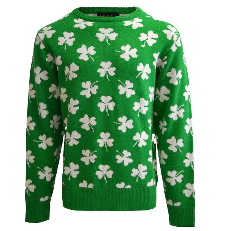 Green Trad Craft Men's Ireland Shamrock Knit Sweatshirt from O'Neill's.