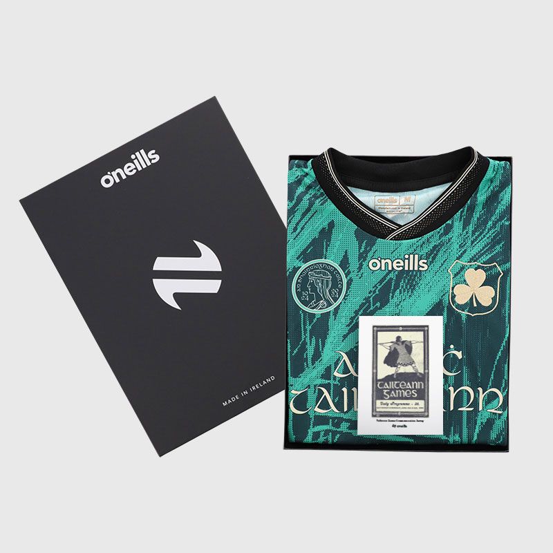 Women's Tailteann Games Jersey Green with embroidered shamrock crest and knitted collar by O’Neills.
