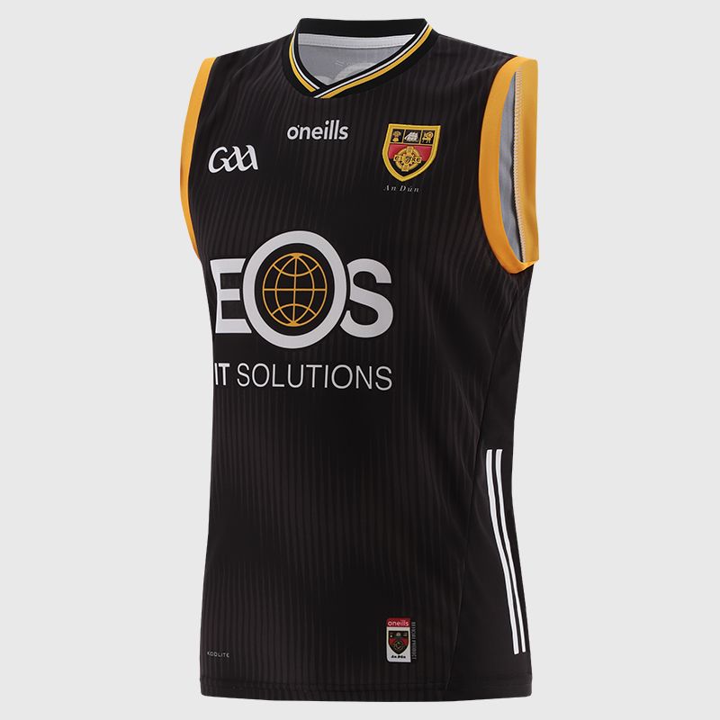Black Down GAA Men's Goalkeeper Vest 2025 with ribbed crewneck by O’Neills.